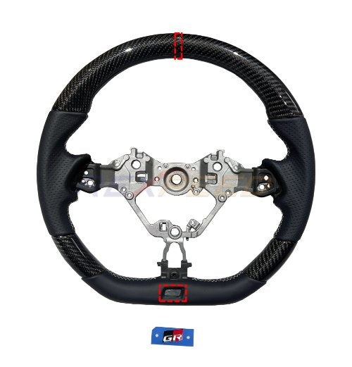 Rexpeed 2022+ GR86 / BRZ Carbon Fiber BLACK Leather Steering Wheel (Gloss) | FR79