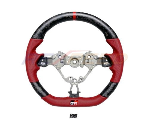 Rexpeed 2022+ GR86 / BRZ Forged Carbon RED Leather Steering Wheel (Gloss) | FR79R-FC