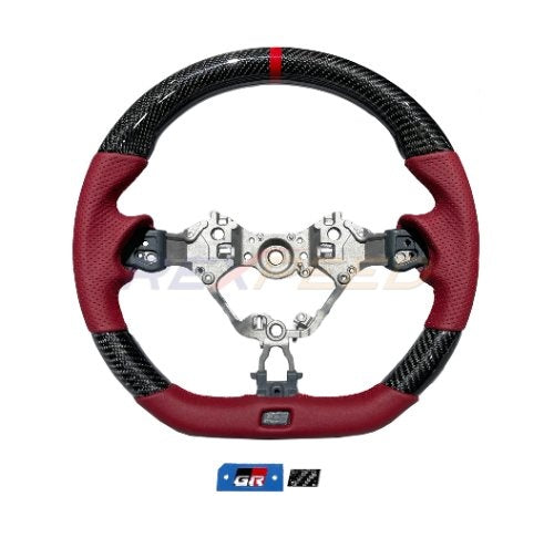 Rexpeed 2022+ GR86 / BRZ Carbon Fiber RED Leather Steering Wheel (Gloss) | FR79R