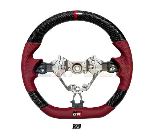 Rexpeed 2022+ GR86 / BRZ Carbon Fiber RED Leather Steering Wheel (Gloss) | FR79R