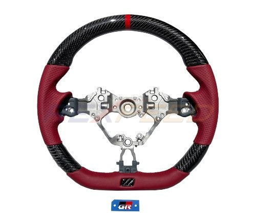 Rexpeed 2022+ GR86 / BRZ Carbon Fiber RED Leather Steering Wheel (Gloss) | FR79R