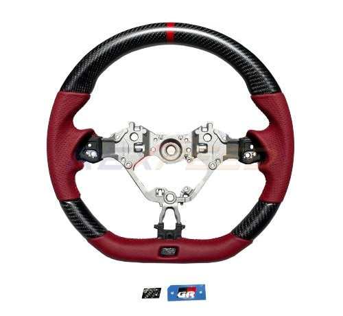 Rexpeed 2022+ GR86 / BRZ Carbon Fiber RED Leather Steering Wheel (Gloss) | FR79R