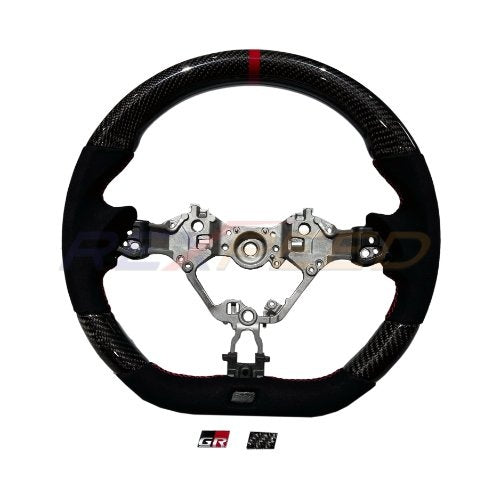 Rexpeed 2022+ GR86 / BRZ Carbon Fiber BLACK Suede Steering Wheel (Gloss) | FR80