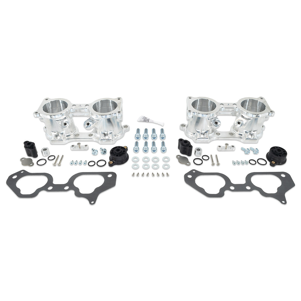 IAG Performance 06-14 WRX / 07-21 STI / 07-12 LGT / 09-13 FXT V3 Black Top Feed TGV Housings with Butterfly Pass Thru | IAG-AFD-3050BK