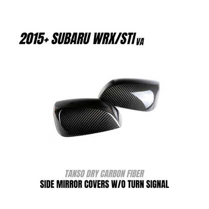 JDMuscle Tanso Carbon Fiber Side Mirror Covers w/o Turn Signal - 2015-2021 Subaru WRX/STI