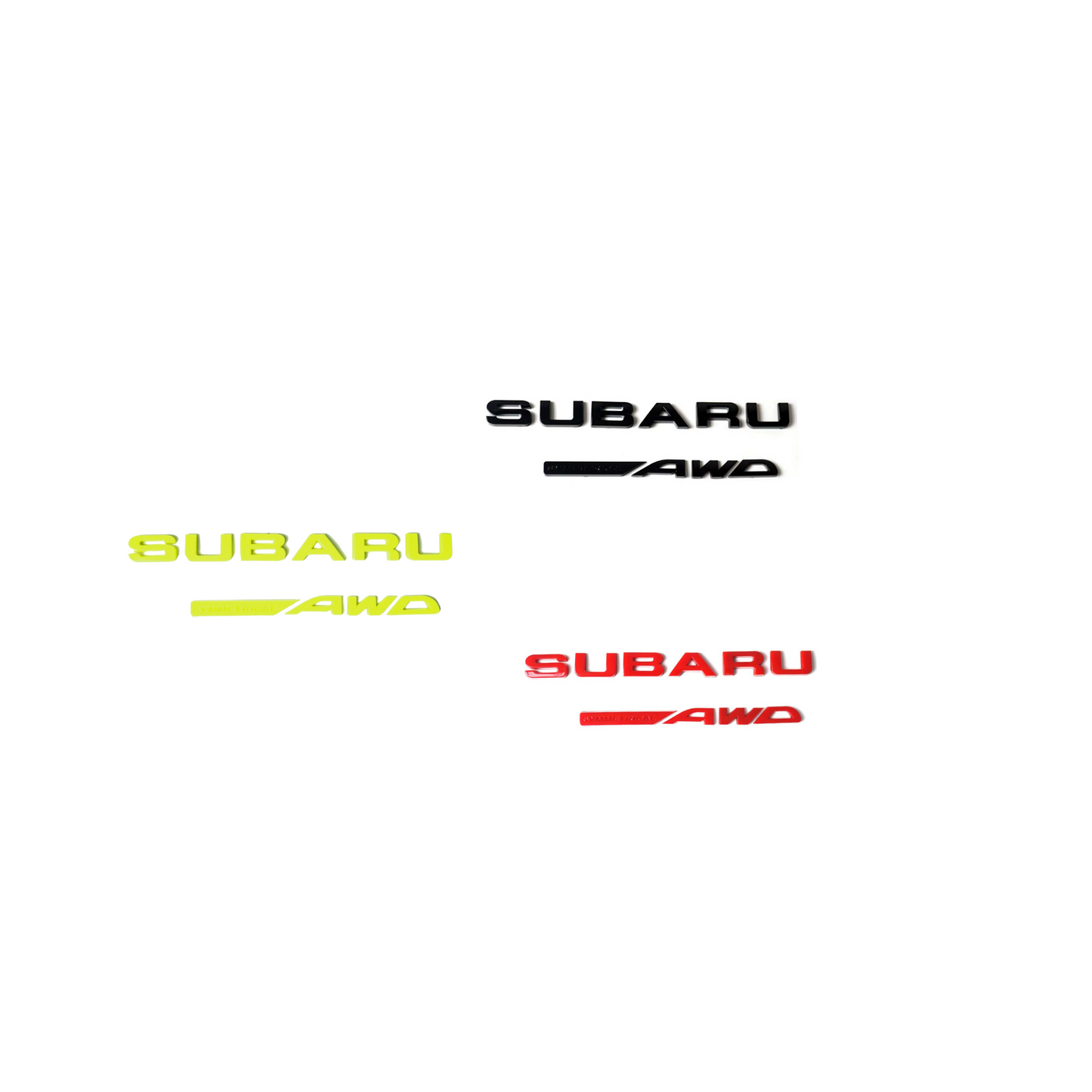 Racing Art Subaru Symmetrical AWD Trunk Emblem - Black/Red/Neon Yellow Universal, Including 15-24 WRX, 15-21 STI, 14-17 Forester, 13+ Crosstrek