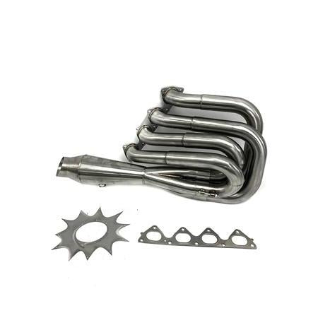 PLM Power Driven B-Series Hood Exit Race Header with 4-1 Megaphone B18 B20 | PLM-HB-HOOD-HEADER-SHIELD