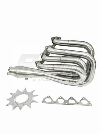 PLM Power Driven B-Series Hood Exit Race Header with 4-1 Megaphone B18 B20 | PLM-HB-HOOD-HEADER-SHIELD