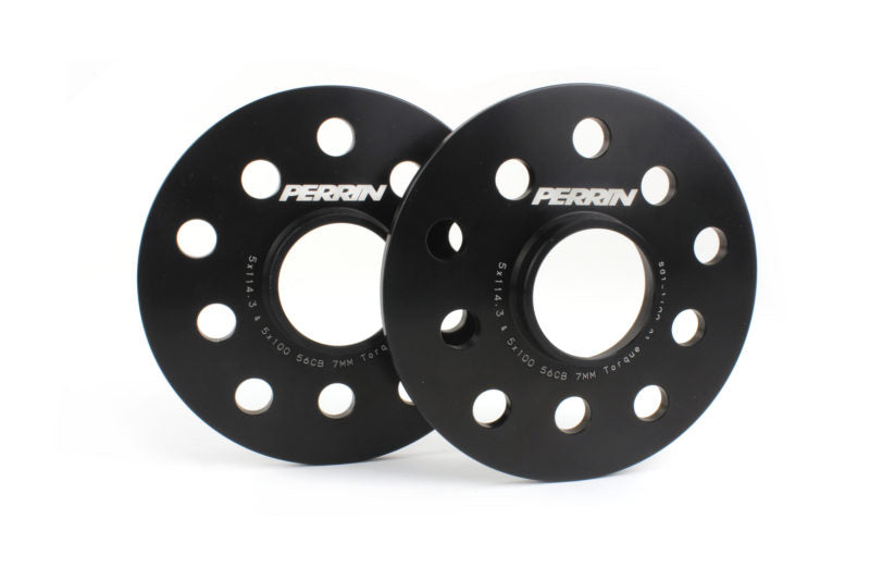 Perrin Subaru 5x114.3/5x100 7mm Slip-On Wheel Spacers - w/ 56mm Hubs (No Studs) | PSP-WHL-107BK