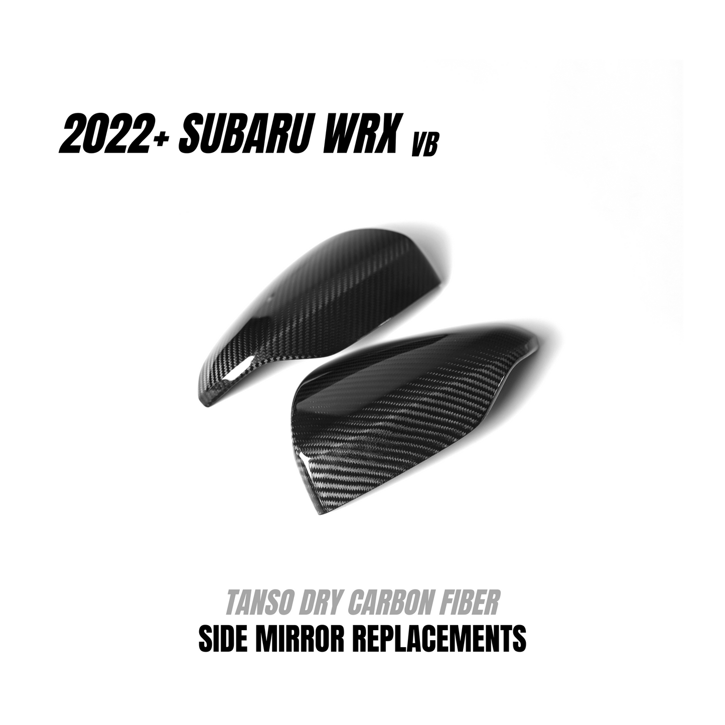 JDMuscle 22-24 WRX Tanso Dry Carbon Fiber Side Mirror Replacements w/ Gloss Finish