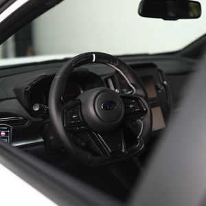 For Subaru Forester Steering Wheel Cover Leather Alcantara Wrap Carbon  Fibre J