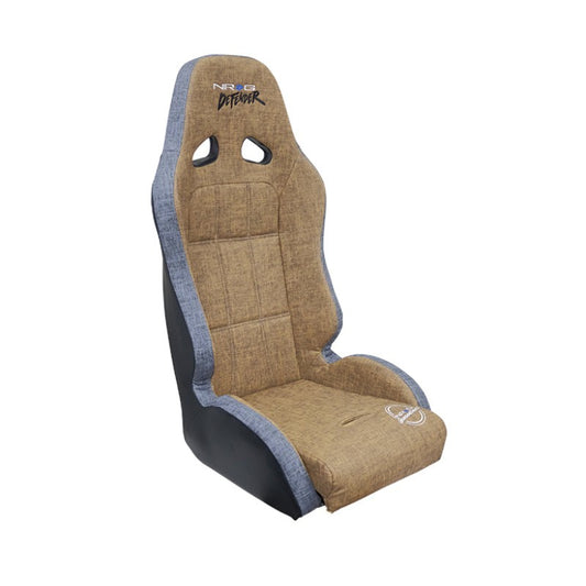 NRG Defender Seat/ Water Resistant Steel Frame Suspension - Brown w/ Gray Trim w/ Defender Logo