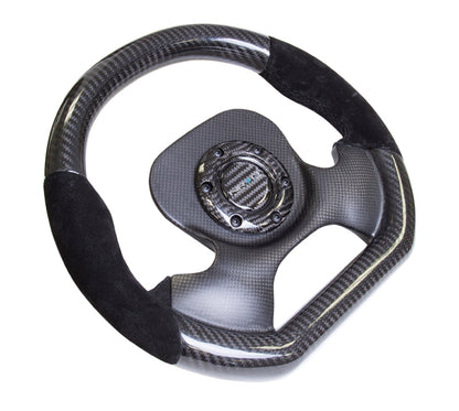 NRG Carbon Fiber Steering Wheel | 320mm CF Center Plate & Two-Tone Carbon w/Suede Trim Handles