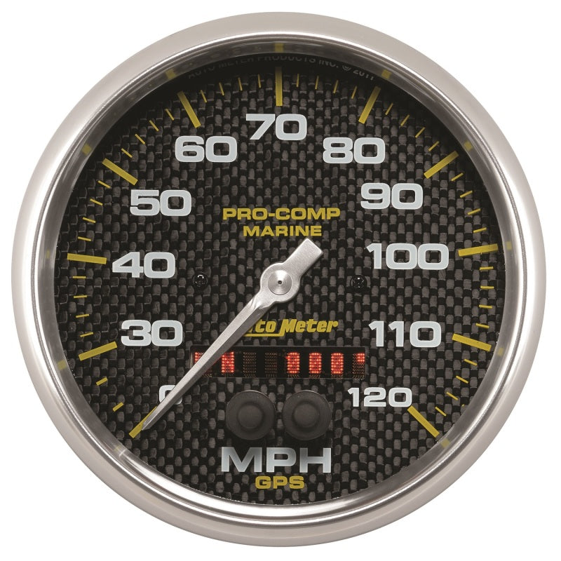 Autometer Marine Carbon Fiber 5in 120mph GPS Speedometer Universal | 200646-40