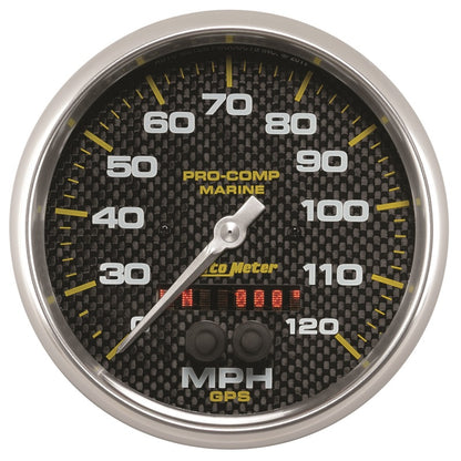 Autometer Marine Carbon Fiber 5in 120mph GPS Speedometer Universal | 200646-40