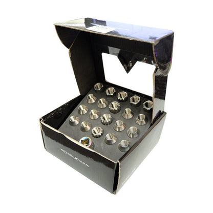 NRG 200 Series M12 X 1.25 Titanium Lug Nut Set - 21 Pc w/Lock Key Socket - Silver