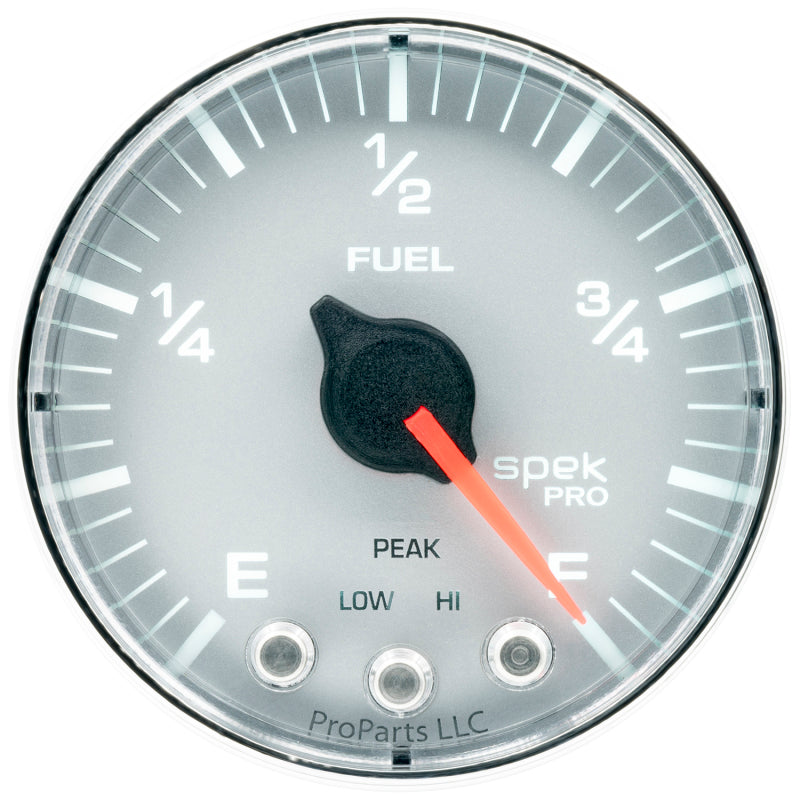 Autometer Spek-Pro Gauge Fuel Level 2 1/16in 0-270 Programmable Silver / Chrm Universal | P312218