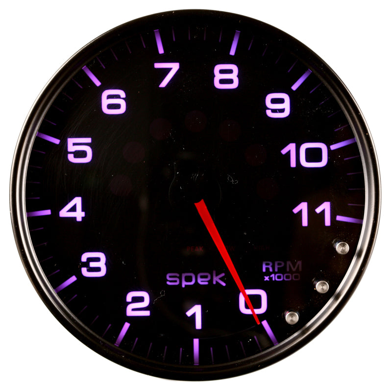 Autometer Spek-Pro Tachometer Gauge 5in 11K Rpm W/Shift Light & Peak Mem Black/Smoke/Black Universal | P23952