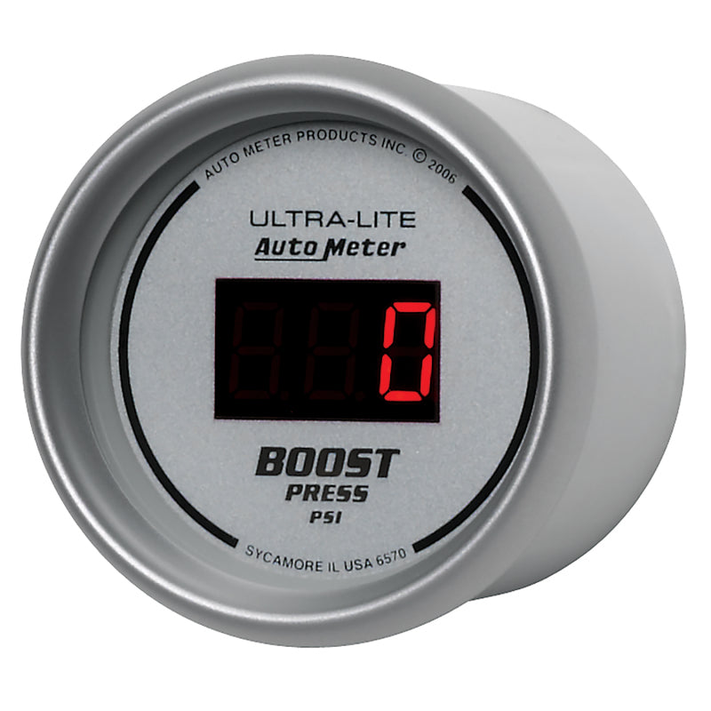 Autometer Ultra-Lite 2-1/16in 5-60 PSI Digital Boost Pressure Gauge Silver Universal | 6570