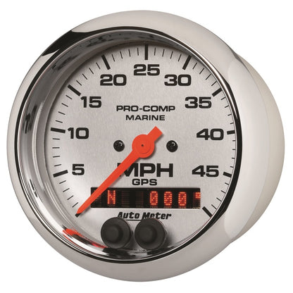 Autometer Marine Chrome Ultra-Lite 3-3/8in 50MPH GPS Speedometer Gauge Universal | 200635-35