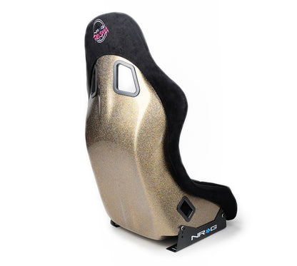 NRG FRP Bucket Seat ULTRA Edition - Medium | Black Alcantara/Gold Glitter Back
