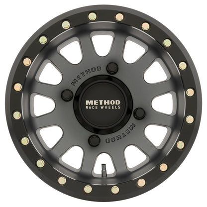 Method MR401 UTV Beadlock 14x7 5+2/+38mm Offset 4x156 132mm CB Titanium w/Matte Black Ring Wheel