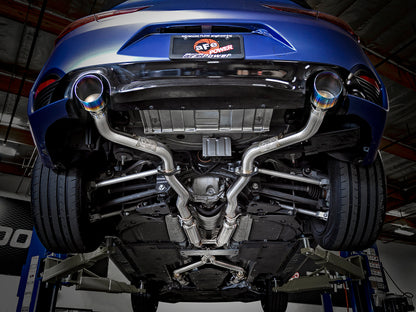 aFe POWER Takeda 2.5in 304 SS CB Exhaust w/ Blue Flame Tips 17-21 Infiniti Q60 V6-3.0L | tt | 49-36134NM-L