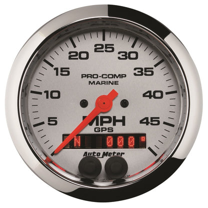 Autometer Marine Chrome Ultra-Lite 3-3/8in 50MPH GPS Speedometer Gauge Universal | 200635-35