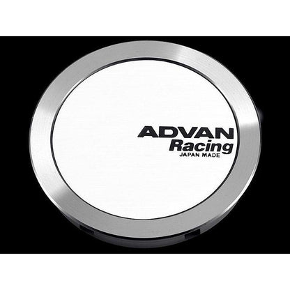 Advan 63mm Full Flat Centercap - White/Silver Alumite - Universal (V2388)-avnV2388-V2388-Center Caps-Advan-JDMuscle