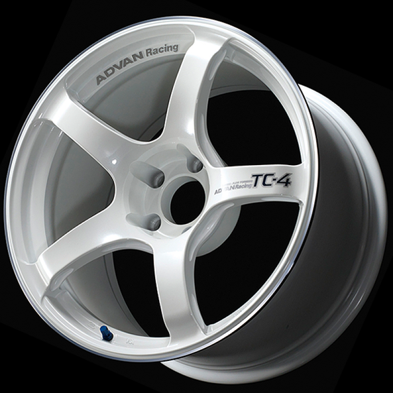Advan TC4 18x9 +25mm 5-112 Racing White Metallic and Ring Wheel