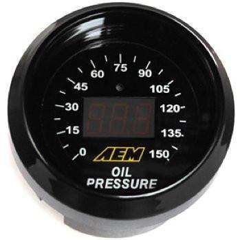 Aem 52mm Oil Pressure Gauge 0-150 psi Digital Gauge (30-4407)-aem30-4407-30-4407-Pressure Gauges-AEM Electronics-JDMuscle