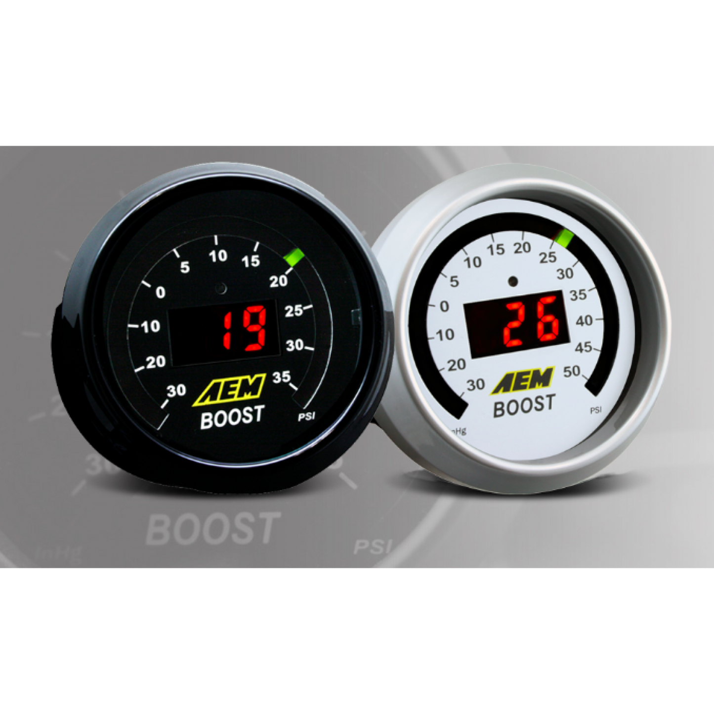 AEM Boost Pressure Gauge -30 ~ 35 PSI (30-4406)-aem30-4406-30-4406-Boost Gauges-AEM Electronics-JDMuscle