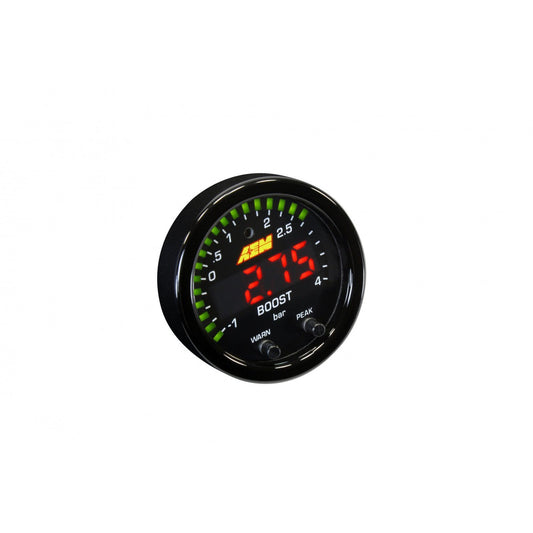 AEM X-Series Boost Pressure Gauge -30-60psi / -1-4bar Black Bezel & Black Faceplate (30-0308)-aem30-0308-30-0308-Boost Gauges-AEM Electronics-JDMuscle