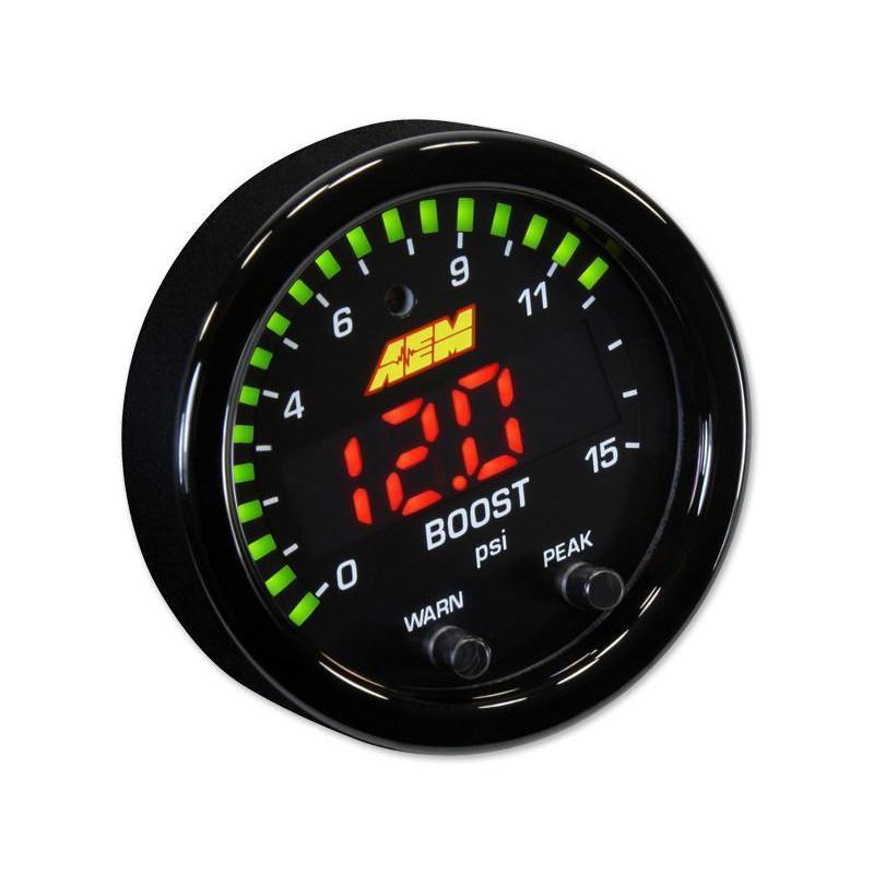 AEM X-Series Pressure 0-15psi Gauge Kit - Universal (30-0309)-aem30-0309-30-0309-Pressure Gauges-AEM Electronics-JDMuscle