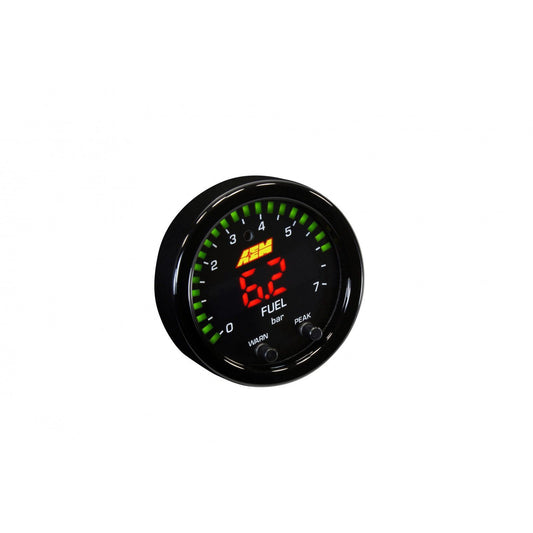 AEM X-Series Pressure Gauge 0~100psi / 0~7bar Black Bezel & Black Oil Faceplate (30-0301)-aem30-0301-30-0301-Gauge Controllers and Accessories-AEM Electronics-JDMuscle