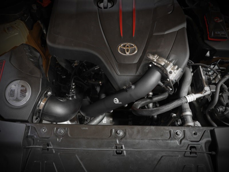 aFe BladeRunner Black 2-3/4in Aluminum Charge Pipe Toyota GR Supra 2021 | 46-20488-B - JDMuscleCharge Pipesafe46-20488-B