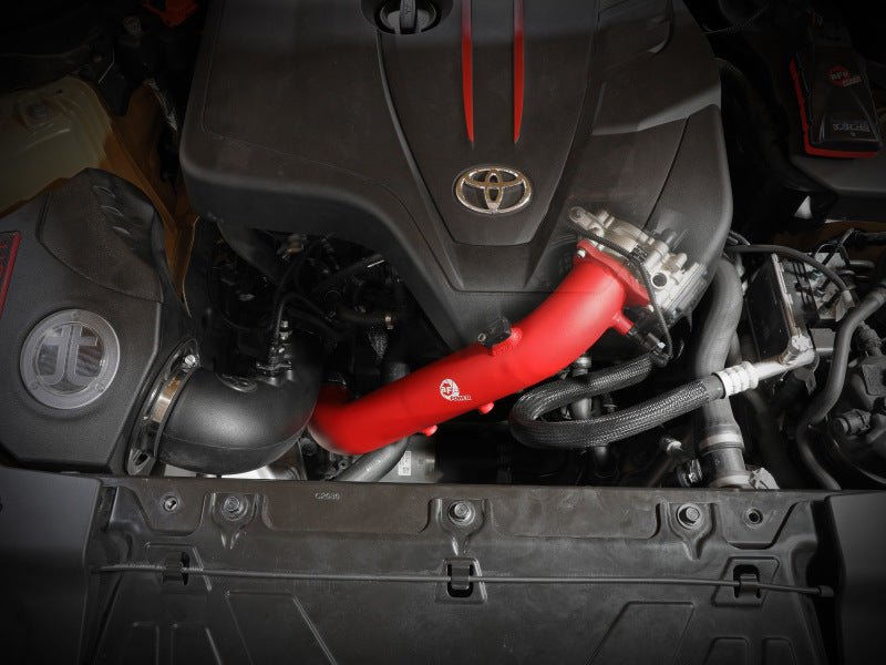 aFe BladeRunner Red 2-3/4in Aluminum Charge Pipe Toyota Supra GR 2021 | 46-20488-R - JDMuscleCharge Pipesafe46-20488-R