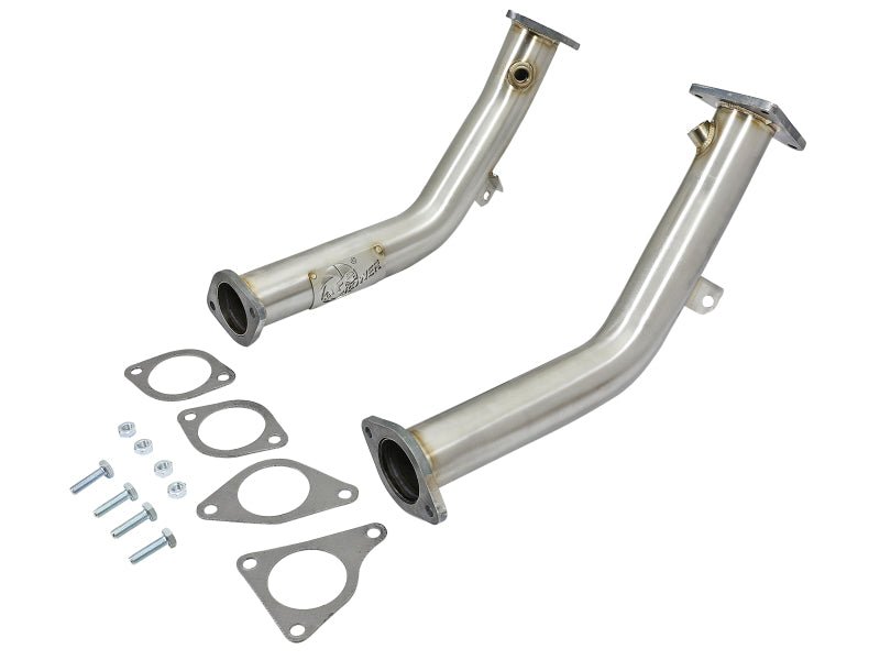 aFe Power Elite Twisted Steel 2.5in Rear Down-Pipe Mid-Pipe Infiniti Q50 2016-2019 | 48-36111-RN - JDMuscleFront Pipes and Downpipes / J-Pipesafe48-36111-RN