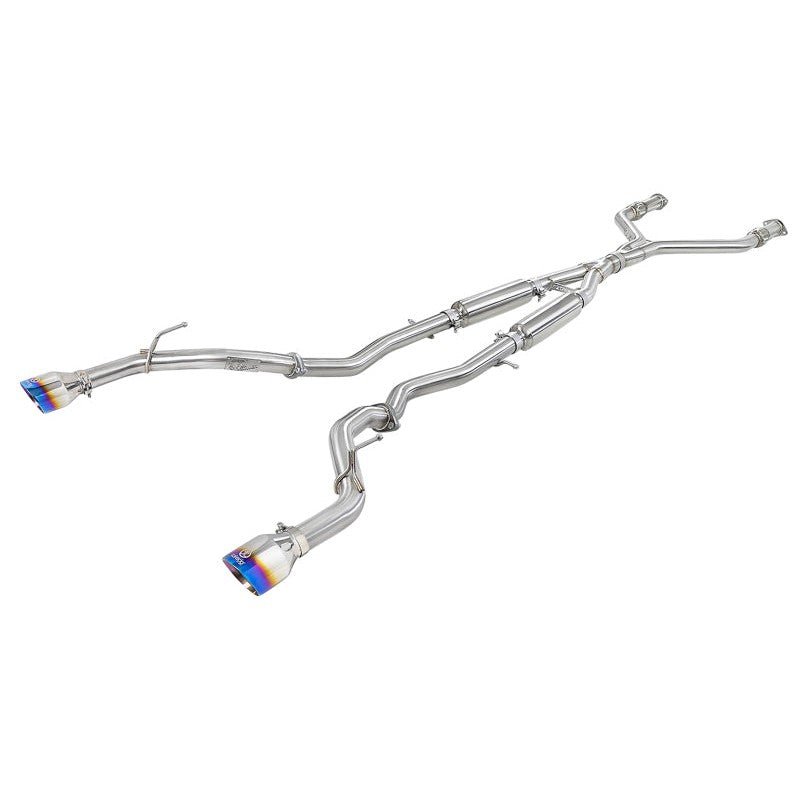 aFe POWER Takeda 2.5in 304 SS CB Exhaust w/ Blue Flame Tips 17-21 Infiniti Q60 V6-3.0L | tt | 49-36134NM-L - JDMuscleCat Back Exhaust Systemafe49-36134NM-L