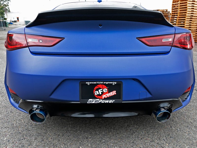 aFe POWER Takeda 2.5in 304 SS CB Exhaust w/ Blue Flame Tips 17-21 Infiniti Q60 V6-3.0L | tt | 49-36134NM-L - JDMuscleCat Back Exhaust Systemafe49-36134NM-L