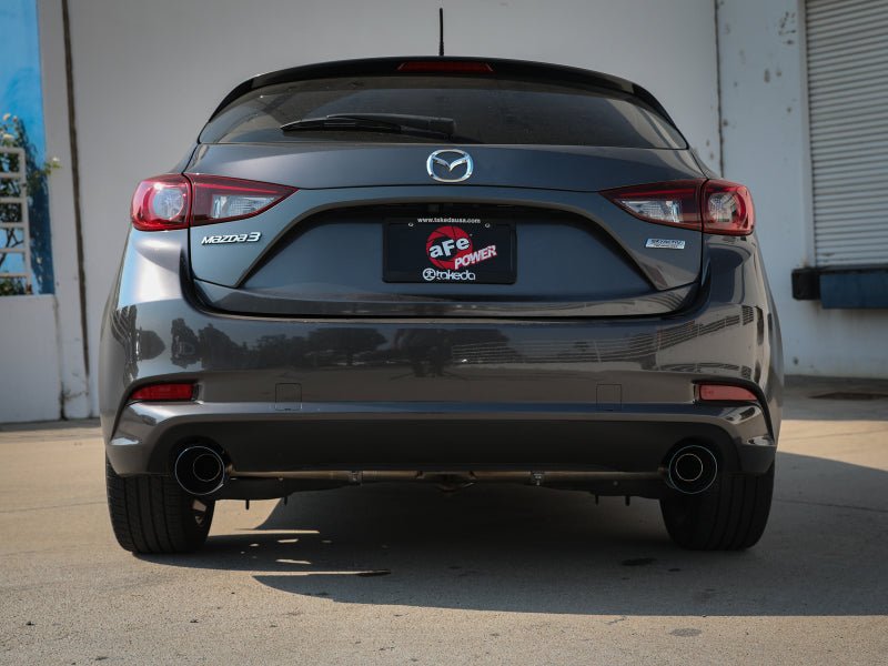 aFe Takeda 2 - 1/2 in 304 Stainless Steel Axle - Back Exhaust System with Blue Flame Tips Mazda Mazdaspeed 3 2014 - 2018 | 49 - 37014 - L - JDMuscleAxle Back Exhaustsafe49-37014-L
