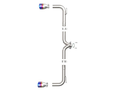 aFe Takeda 2 - 1/2 in 304 Stainless Steel Axle - Back Exhaust System with Blue Flame Tips Mazda Mazdaspeed 3 2014 - 2018 | 49 - 37014 - L - JDMuscleAxle Back Exhaustsafe49-37014-L