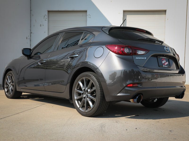 aFe Takeda 2 - 1/2 in 304 Stainless Steel Axle - Back Exhaust System with Blue Flame Tips Mazda Mazdaspeed 3 2014 - 2018 | 49 - 37014 - L - JDMuscleAxle Back Exhaustsafe49-37014-L