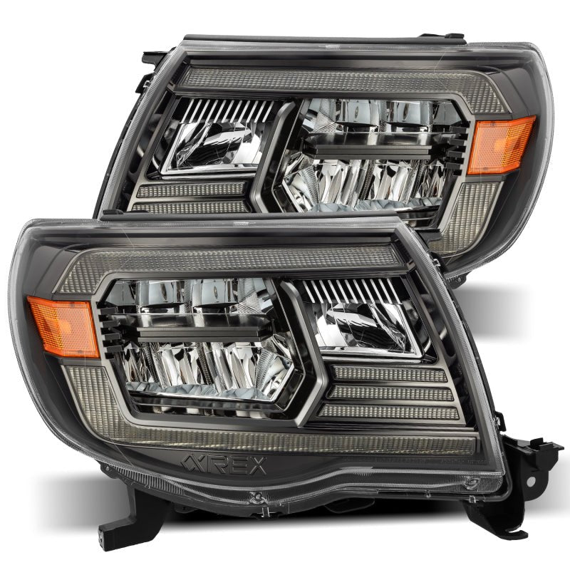 AlphaRex LUXX Crystal Headlights Plank Style Alpha Black w/Activation Light/DRL Toyota Tacoma 2005 - 2011 | 880733 - JDMuscleHeadlightsarx880733