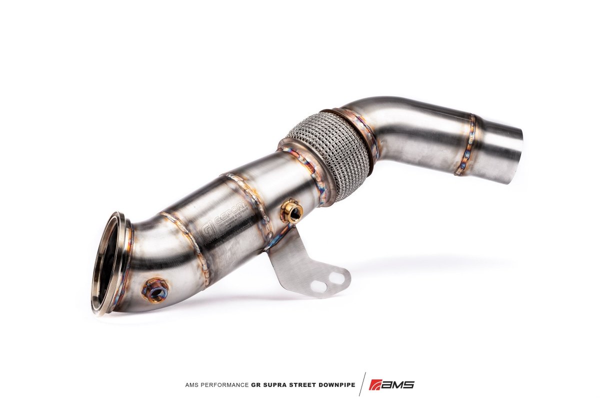 AMS Performance Street Downpipe w/ Ultra High Flow GESI Catalytic Converter MKV A90 2020+ Toyota Supra | AMS380500012 - JDMuscleFront Pipes and Downpipes / J-PipesAMSAMS.38.05.0001-2