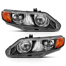 ANZO 4 Door Crystal Headlight Black Amber Honda Civic 4 2006 - 2011 | 121547 - JDMuscleHeadlightsanz121547