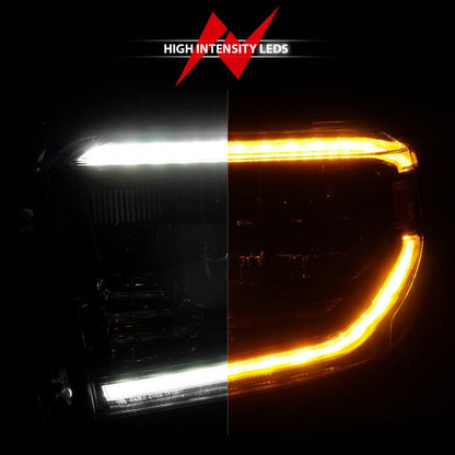 ANZO LED Crystal Headlights w/ Switchback Black Housing w/ DRL Toyota Tundra 2014 - 2017 | 111531 - JDMuscleHeadlightsanz111531