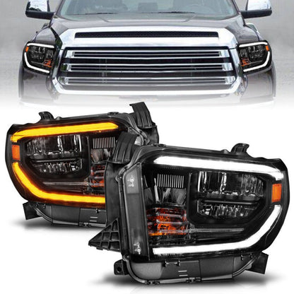 ANZO LED Crystal Headlights w/ Switchback Black Housing w/ DRL Toyota Tundra 2014 - 2017 | 111531 - JDMuscleHeadlightsanz111531