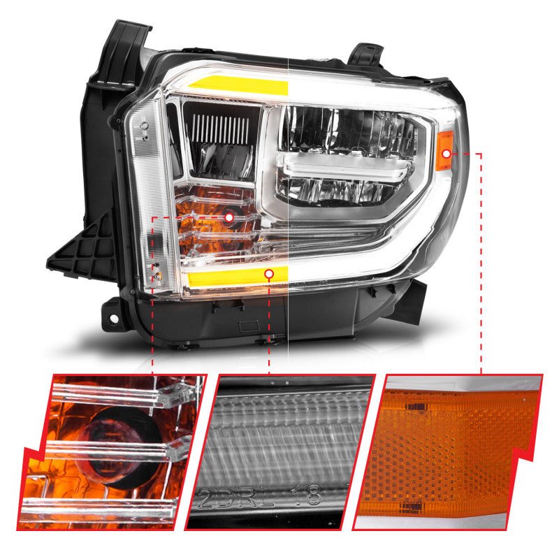 ANZO LED Crystal Headlights w/ Switchback Chrome Housing w/ DRL Toyota Tundra 2014 - 2017 | 111532 - JDMuscleHeadlightsanz111532