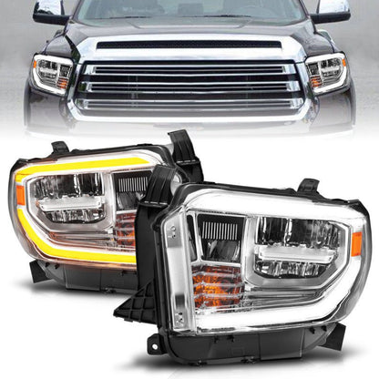 ANZO LED Crystal Headlights w/ Switchback Chrome Housing w/ DRL Toyota Tundra 2014 - 2017 | 111532 - JDMuscleHeadlightsanz111532
